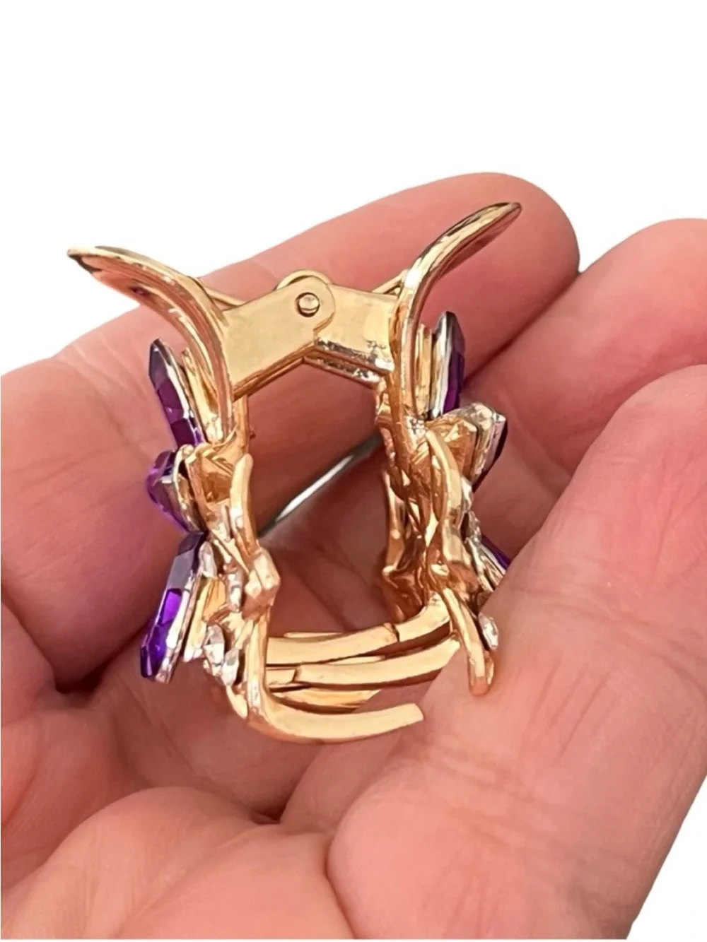 Gold Floral Hair Clip with Purple Crystal Flower FINAL PRICE DROP